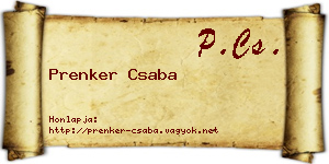 Prenker Csaba névjegykártya